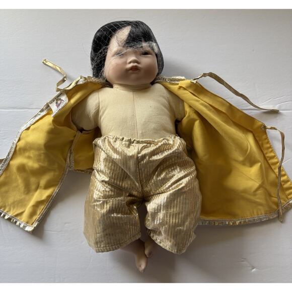Pauline Bjoness Jacobsen Asian Doll Gold & Silver Lame' Stripe Robe Pants 14'' - Picture 11 of 16
